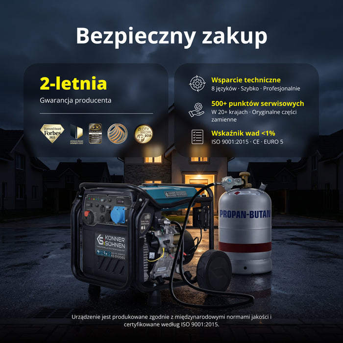 Inwerterowy generator LPG/benzyna KS 8100iEG (Odnowiony – Stan dobry)