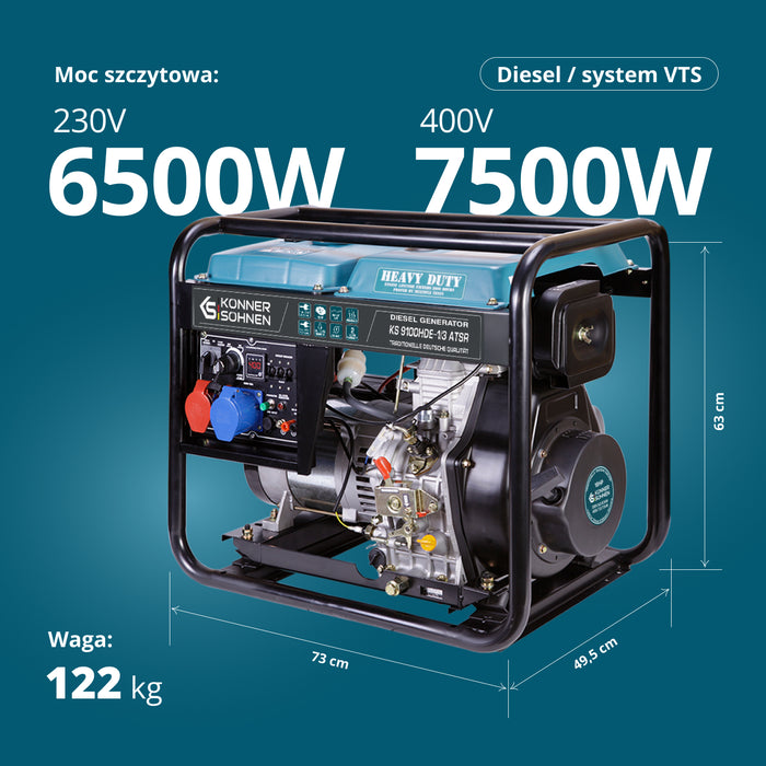 Generator diesla „Könner & Söhnen” KS 9100HDE-1/3 ATSR (EURO V)