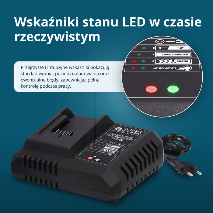 Szybka ładowarka do akumulatorów litowo-jonowych 20V KS C90A