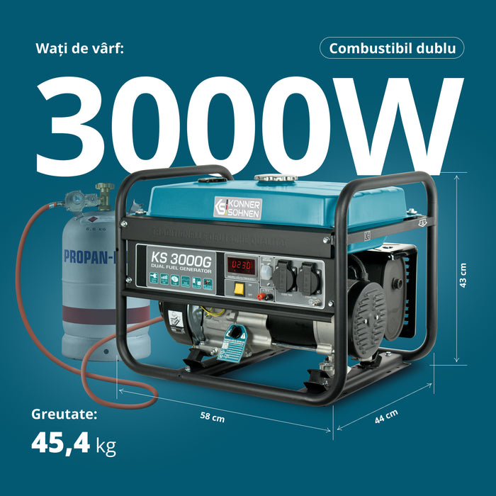 Generator LPG/Benzină „Könner & Söhnen” KS 3000G