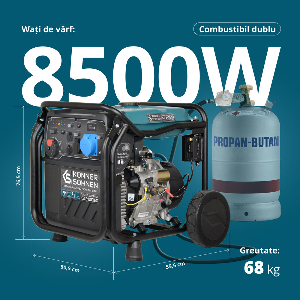 Generator cu inverter pe GPL/benzină KS 8100iEG (Recondiționat – Stare Bună)