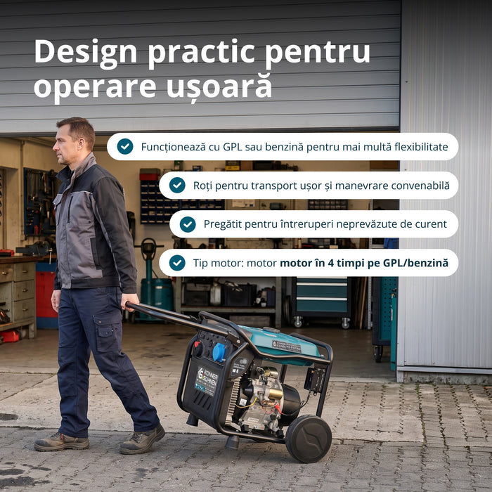 Generator cu inverter pe GPL/benzină KS 8100iEG (Recondiționat – Stare Bună)