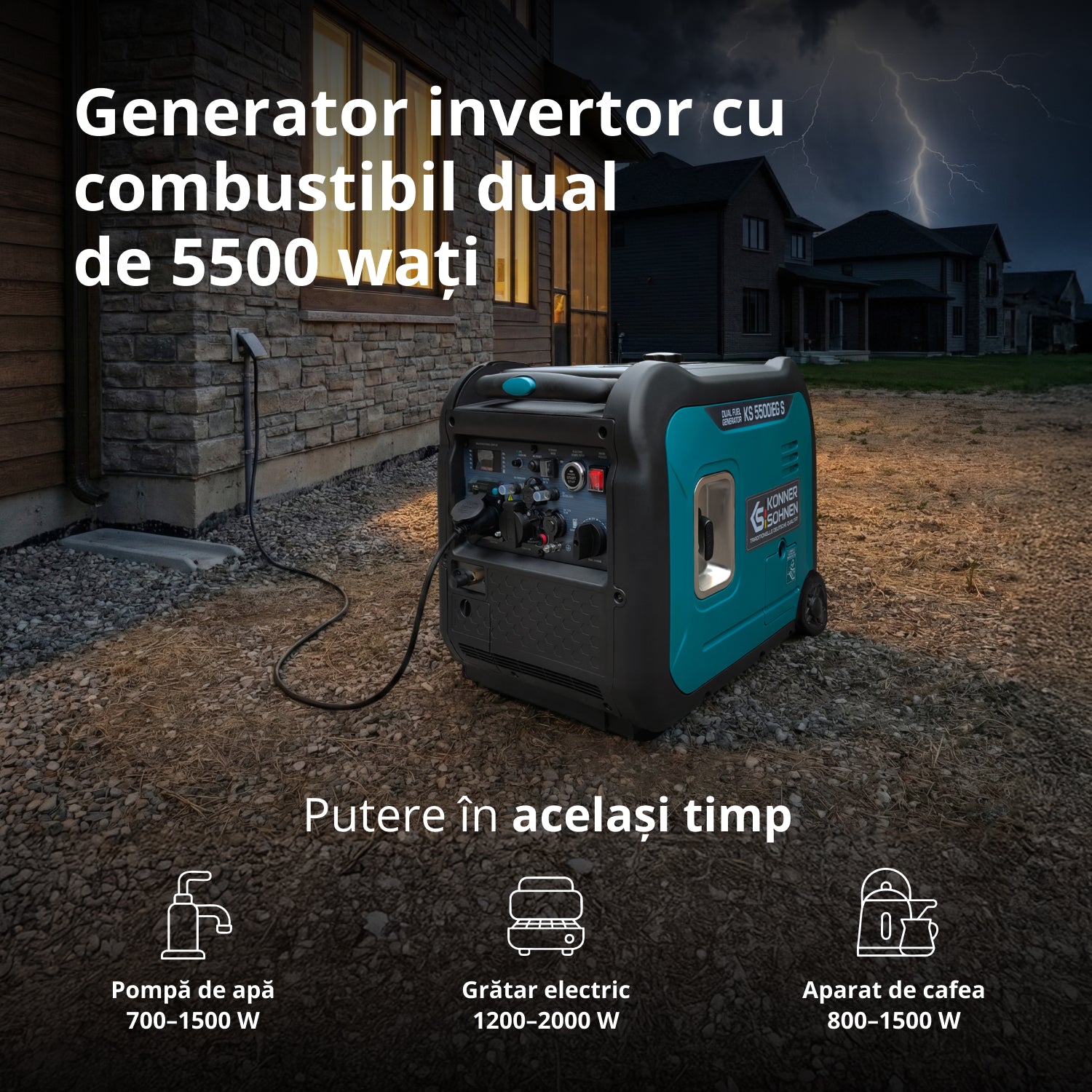 Generator cu inverter pe GPL/benzină KS 5500iEG S