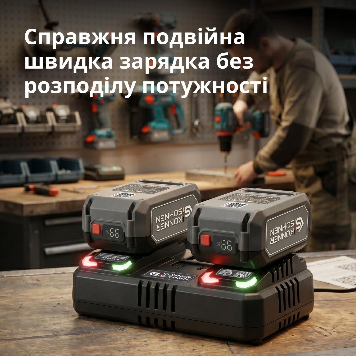 Подвійний зарядний пристрій для акумуляторних батарей 20В KS C35A-2